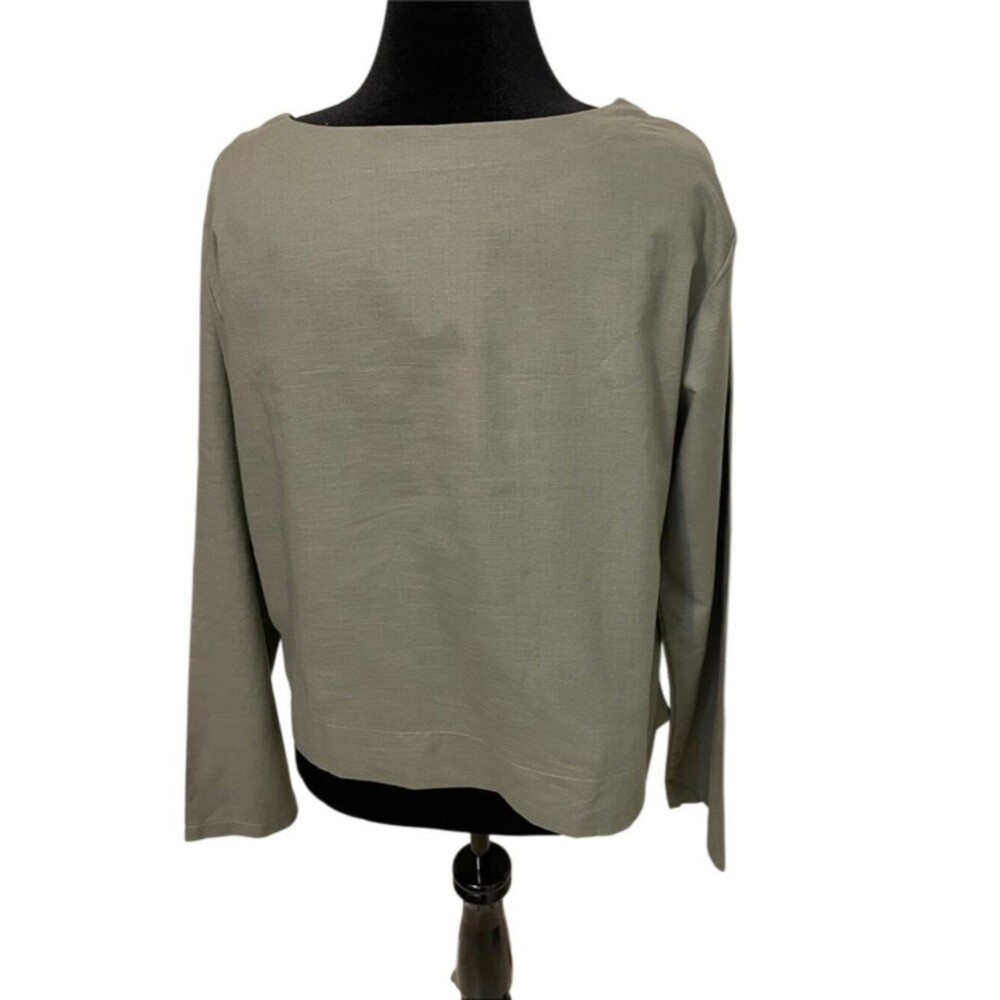 NWT North Fashion Sage Green Linen Blend Pullover Top Womens L Minimalist - Picture 5 of 8